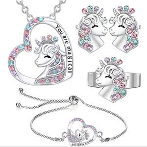 4 pcs unicorn Jewelry Set with free purse